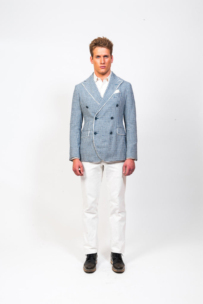 Blazer Blue White Pants