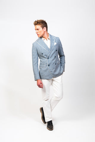 Blazer Blue White Pants